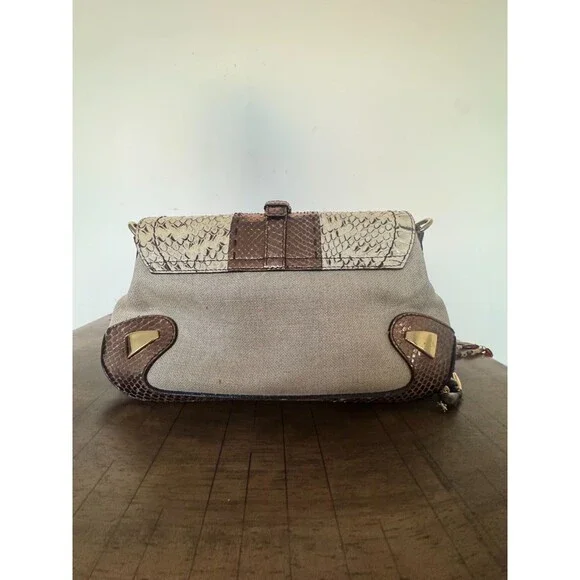 Dolce & Gabbana Y2K Brown Gold Leather & Jute Shoulder Bag Statement Charm Strap - Picture 6 of 16